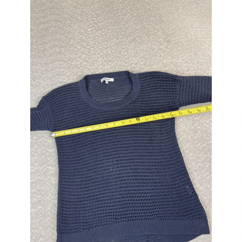 Madewell Sweater Womens XXS‎ Blue Open Knit Crewneck Lightweight Pullover